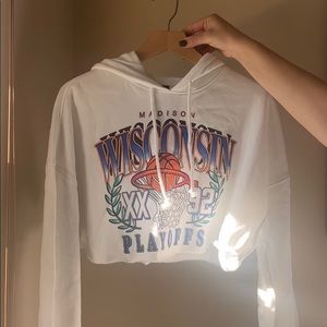 BRAND NEW H&M cropped white graphic hoodie